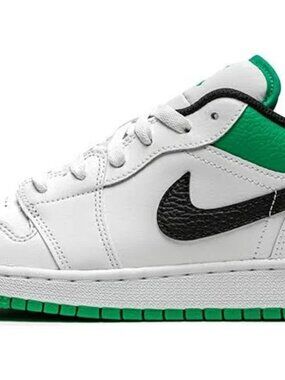 Nike Jordan Low 1's Men's White and Lucky Green Black Sneakers